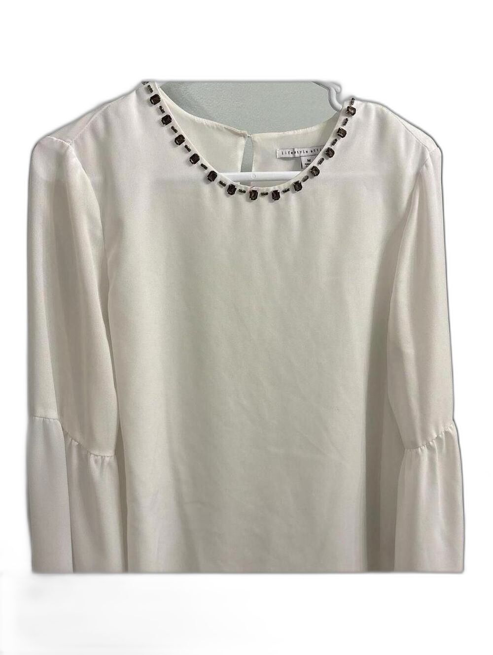 Women's White and Silver Blouse
